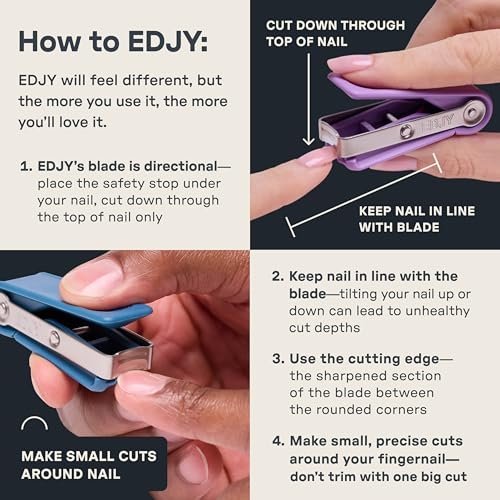 Close-up of the EDJY safety stop and compound-curve blade