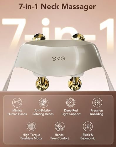 SKG H7 Ultra neck massager worn hands-free across the shoulders