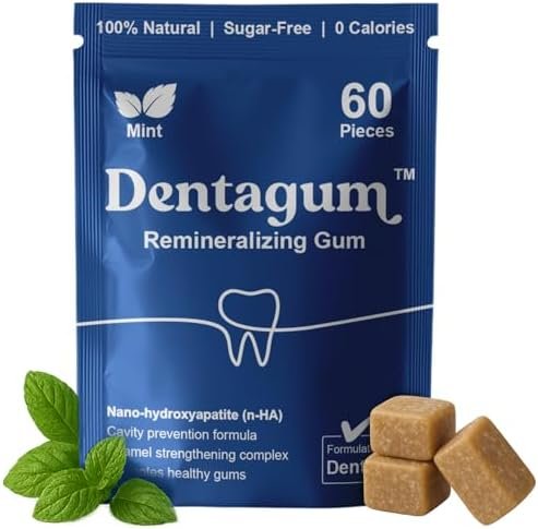 review-2-14 Dentagum chewing gum pouch close-up with mint icon